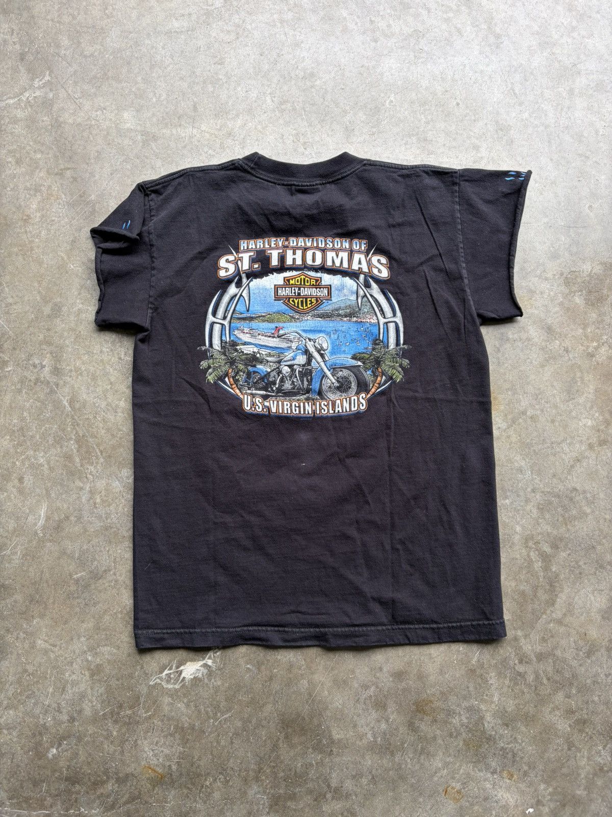 Harley Davidson Vintage Harley Davidson Flame Chopped Sleeve Graphic Tee Size US M / EU 48-50 / 2 - 5 Thumbnail