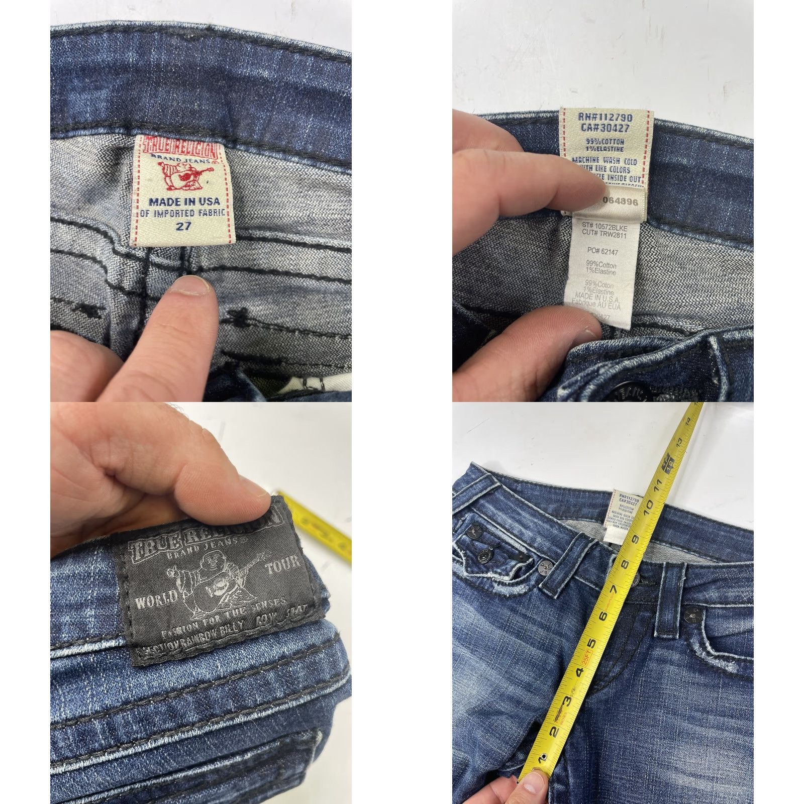 True Religion True Religion Rainbow Billy Jeans Women's 27 Medium Wash Blue Denim Cotton Spandex Skinny Size 27" / US 4 / IT 40 - 8 Thumbnail