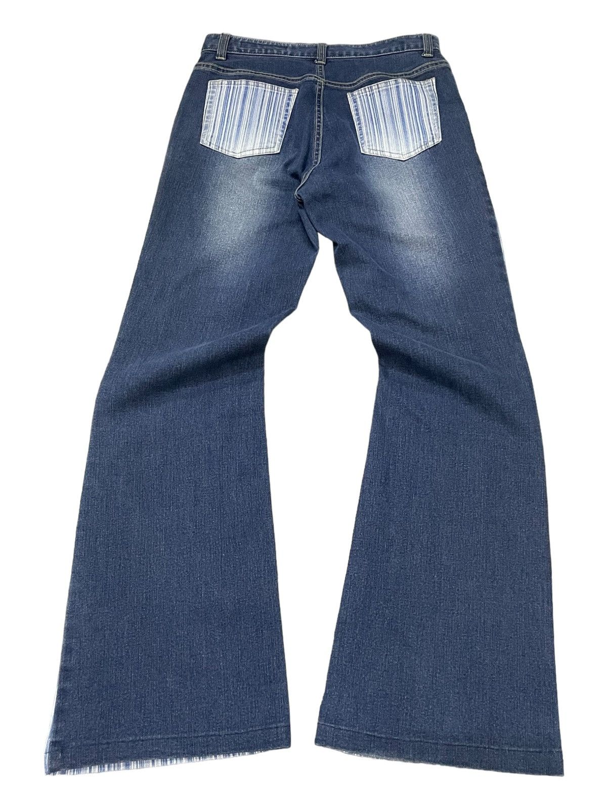 FUSAI × Hysteric Glamour × PPFM Flared Hybrid Border Stripe Japanese Brand Denim Pants Size US 28 / EU 44 - 2 Thumbnail