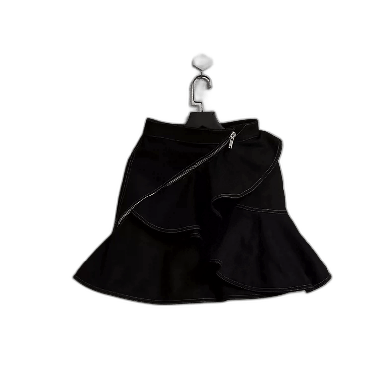 Givenchy Givenchy Givenchy Black Denim Skirt with Ruffles -2507 Size US 26 / EU 42 - 1 Thumbnail