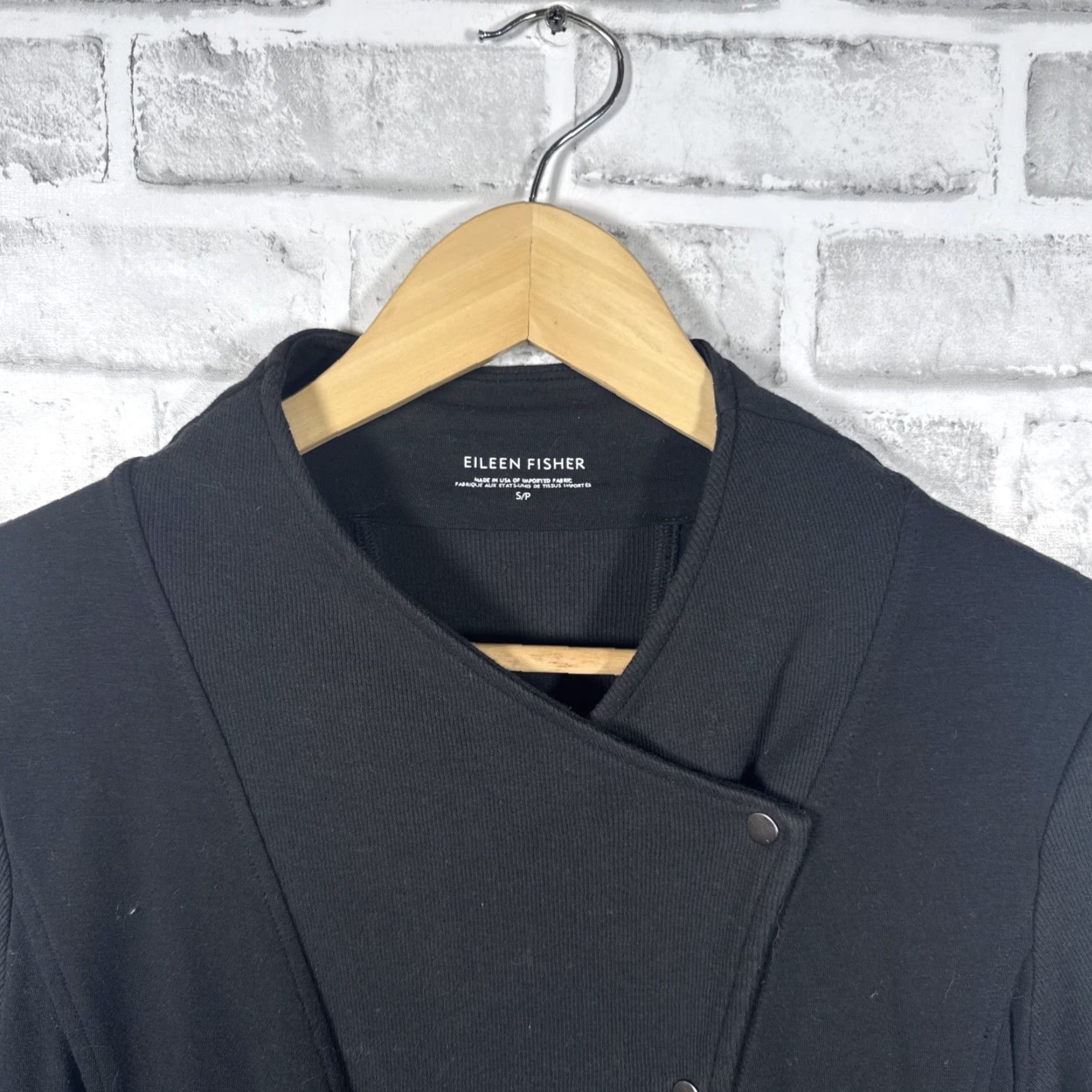 Eileen Fisher Eileen Fisher Black Snap Button Jacket Womens Organic Cotton Blend Size S/P Size S / US 4 / IT 40 - 2 Thumbnail