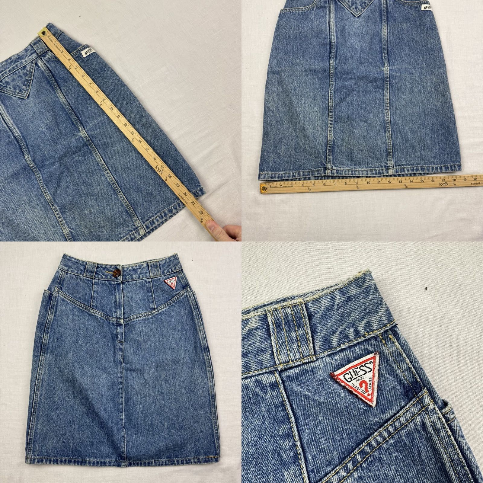 Guess VINTAGE GUESS Skirt Womens 28 Blue Denim Jean Skirt 80s 90s Hipster Made In US Size 28" / US 6 / IT 42 - 8 Thumbnail