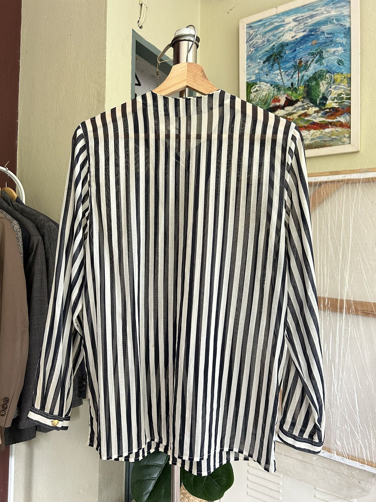 Celine Celine Gold Button Stripe Long Sleeve Size S / US 4 / IT 40 - 13 Thumbnail