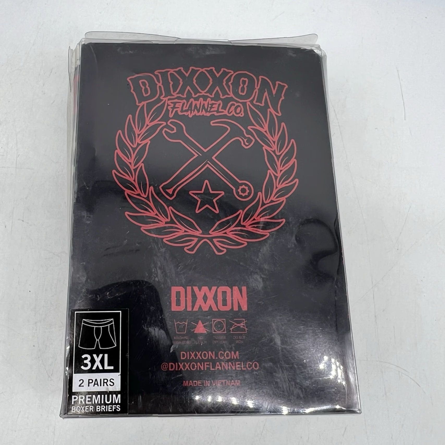 Vintage Dixxon Men’s Premium Boxer Briefs 2 Pack Red Black 3XL Underwear New Sealed Size 48R - 3 Thumbnail