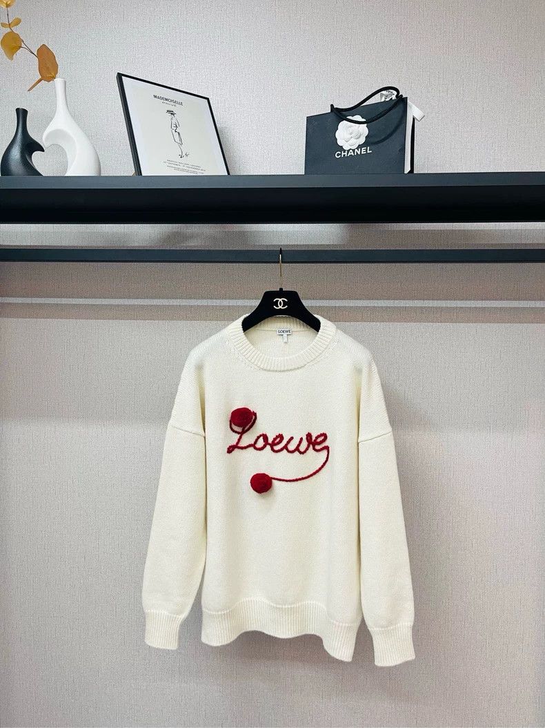 Loewe Loewe Beige Red Ball Cashmere Sweater Size US M / EU 48-50 / 2 - 1 Thumbnail