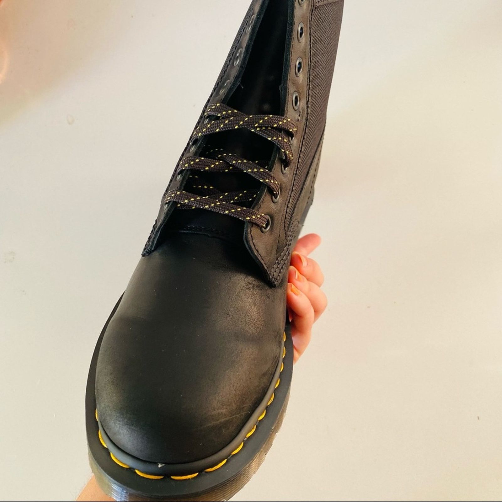 Dr. Martens NEW DR DOC MARTENS Black Leather Canvas Combat Ankle Boot 10 Size US 10 / IT 40 - 2 Thumbnail