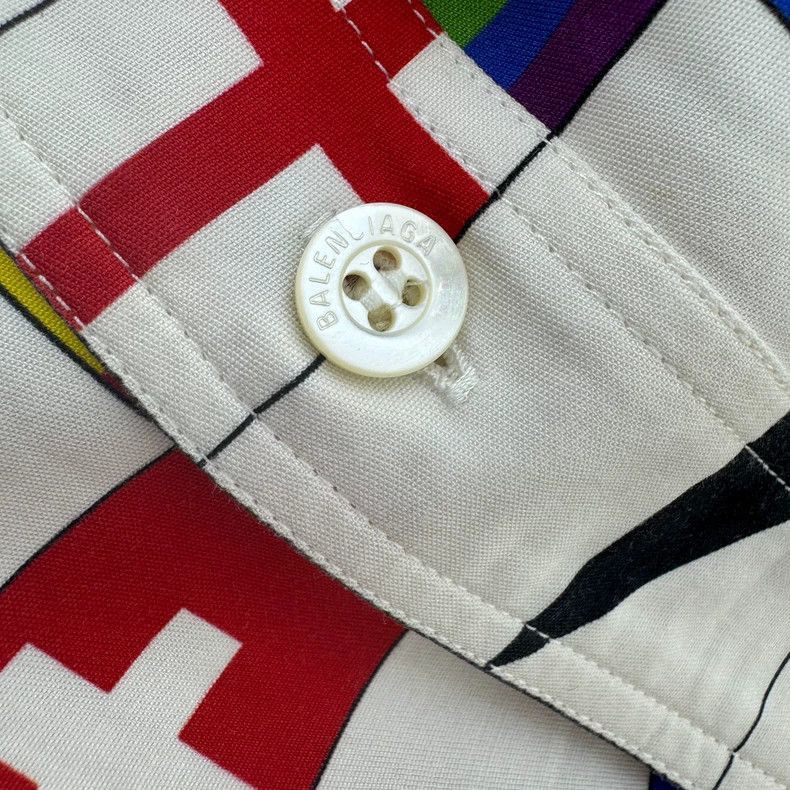 Balenciaga Balenciaga Flag Print Short Sleeve Shirt Size US L / EU 52-54 / 3 - 6 Thumbnail