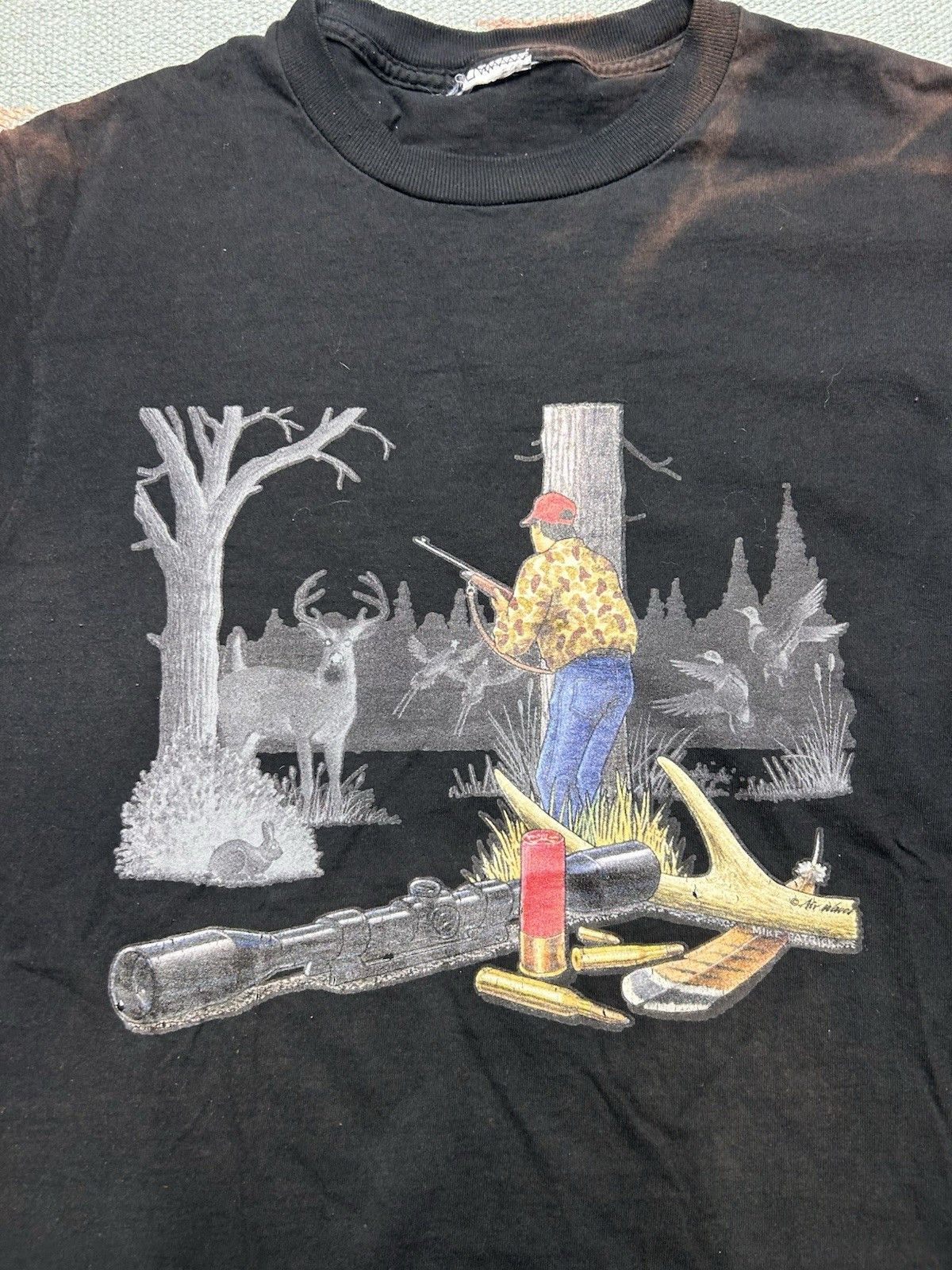 Vintage Vtg graphic t shirt deer buck hunter ducks hunting faded M Size US M / EU 48-50 / 2 - 2 Thumbnail