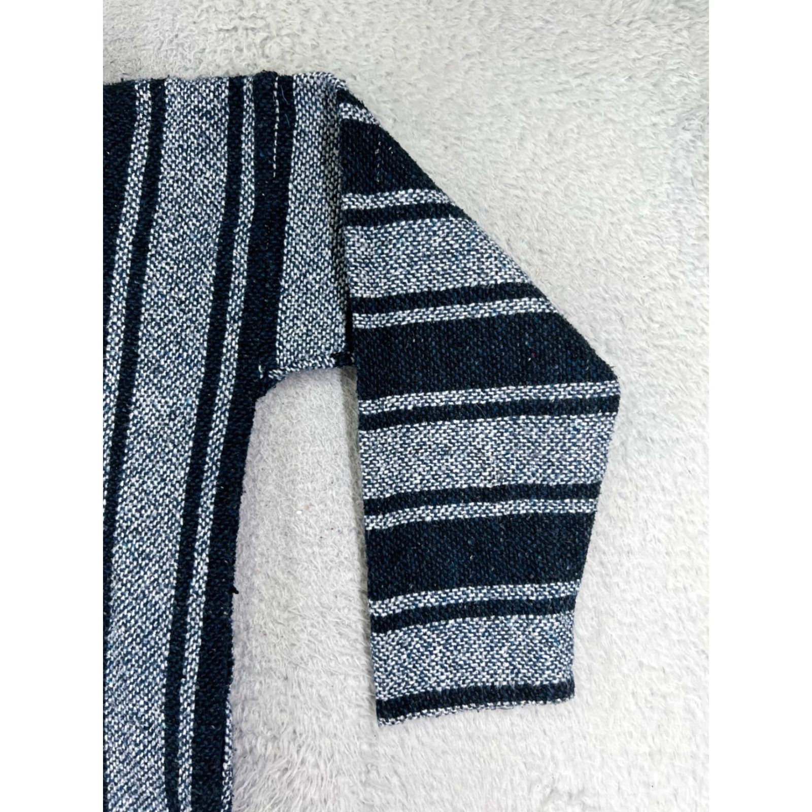 Vintage Baja Hoodie Men XL Blue Stripe Pocket Sweater Drug Rug Poncho Mexico Hooded Pullover All Seasons Casual Cardi B Size US XL / EU 56 / 4 - 2 Thumbnail