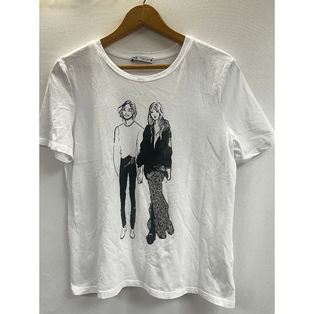 Zara Zara Womens Pullover Crew neck Graphic Basic Tshirt White 10 Size S / US 4 / IT 40 - 1 Thumbnail