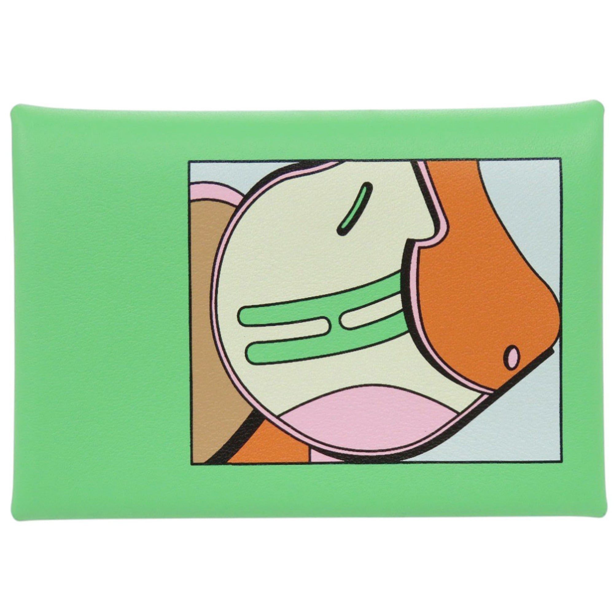 Hermes Unused Hermes Calvi Duo Selle en Desordres Swift leather wallet in Vert Comice with silver hardware, B stamp (2023 production). Green wallet/coin case. 1702HERMES Size ONE SIZE - 1 Thumbnail