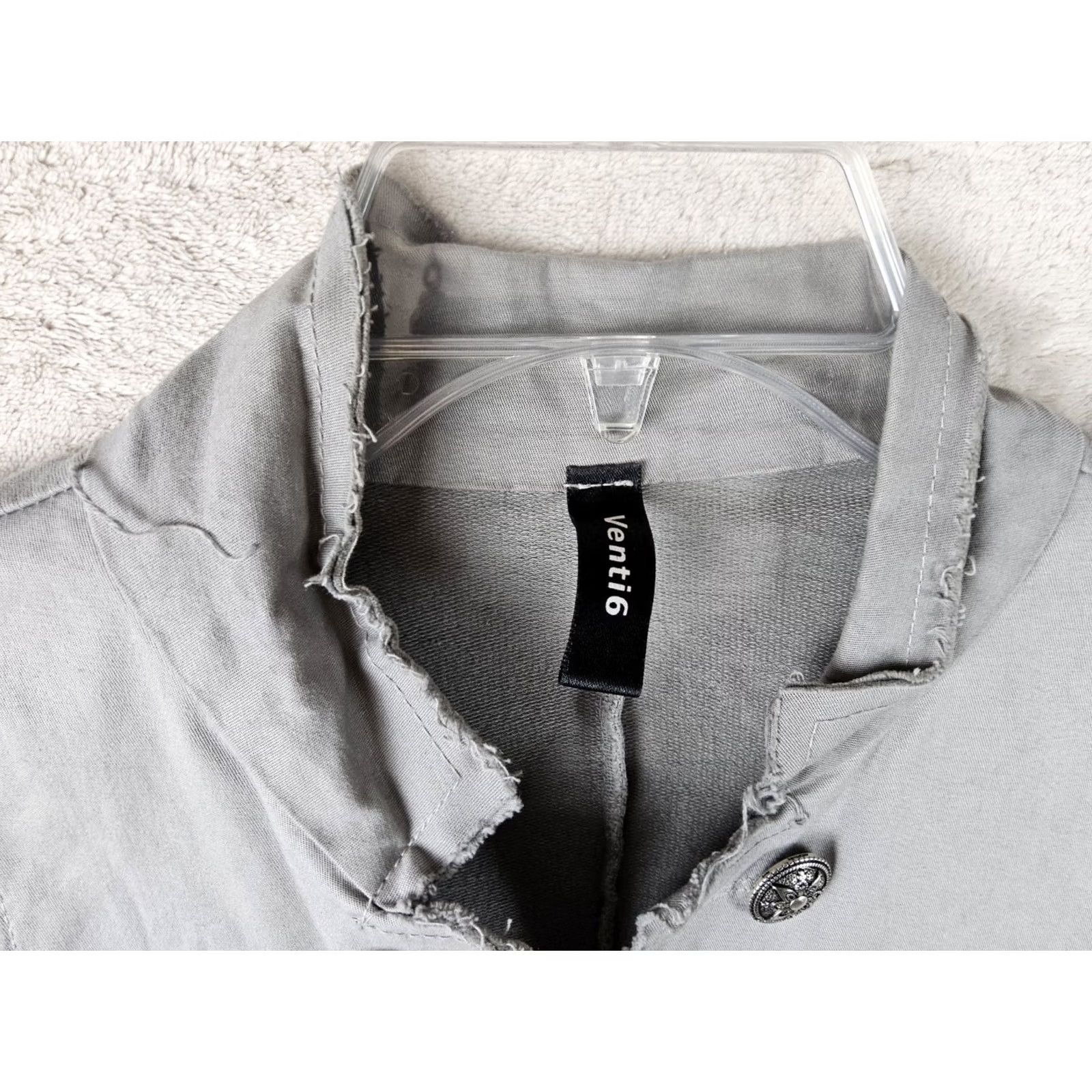 Vintage Venti6 Women's Jacket Sgt Pepper Style Open Gray Sage Green Long Sleeve Mid-Length Pockets Size M / US 6-8 / IT 42-44 - 3 Thumbnail
