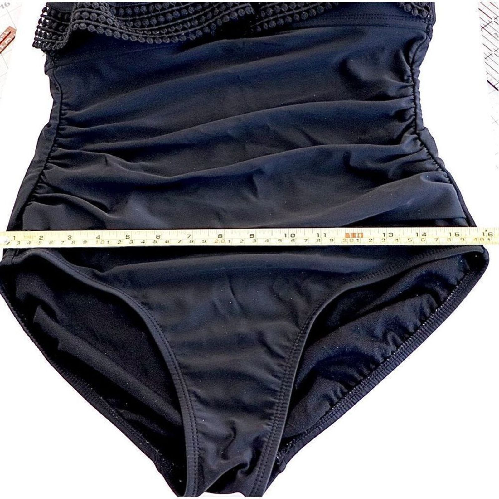 Other Kona Sol Black Crochet Ruffled 1pc Swimsuit MEDIUM Vacation Size M / US 6-8 / IT 42-44 - 5 Thumbnail