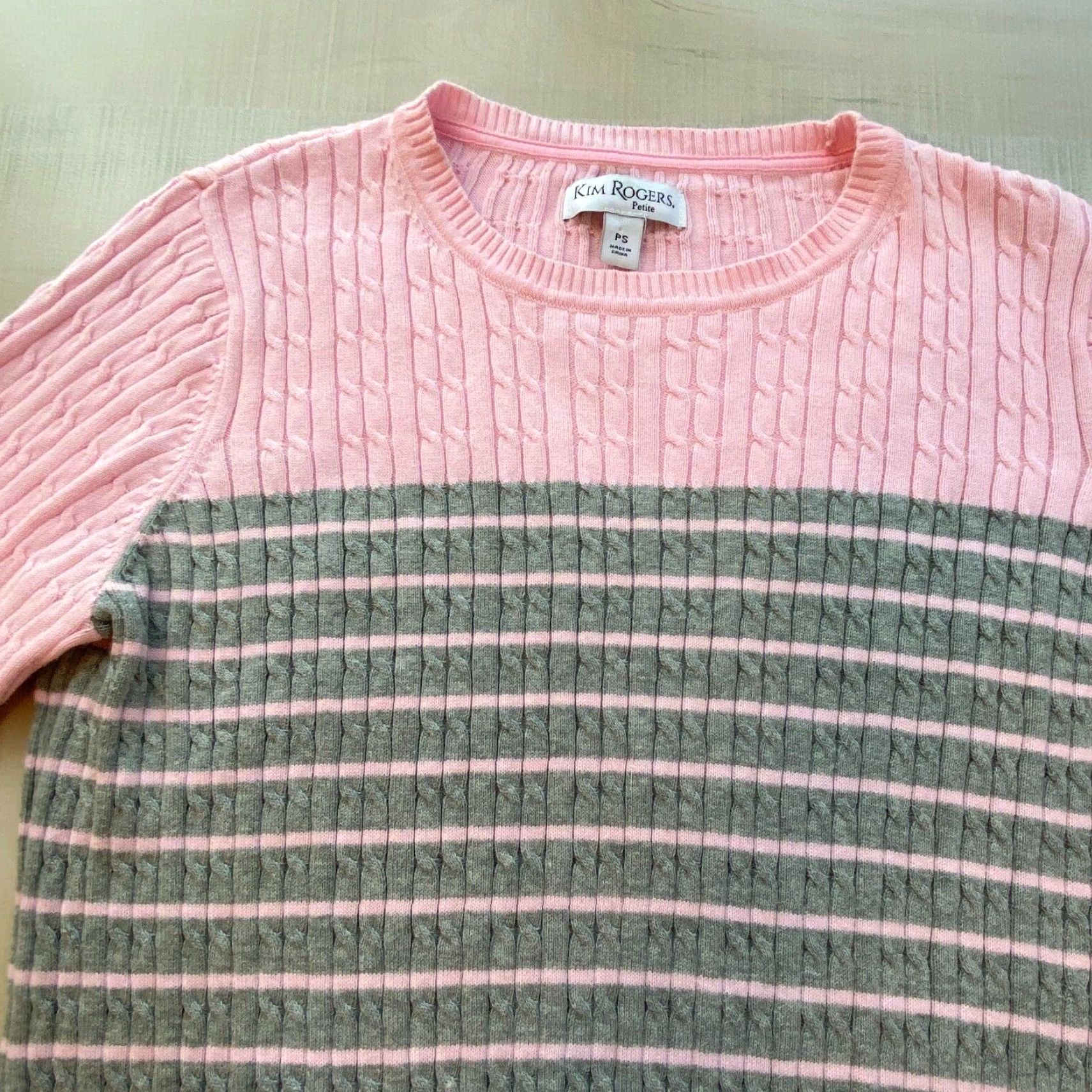 Pinko Kim Rogers Petite Women's Cable Knit Striped Sweater Small Multicolor Pullover Size S / US 4 / IT 40 - 2 Thumbnail