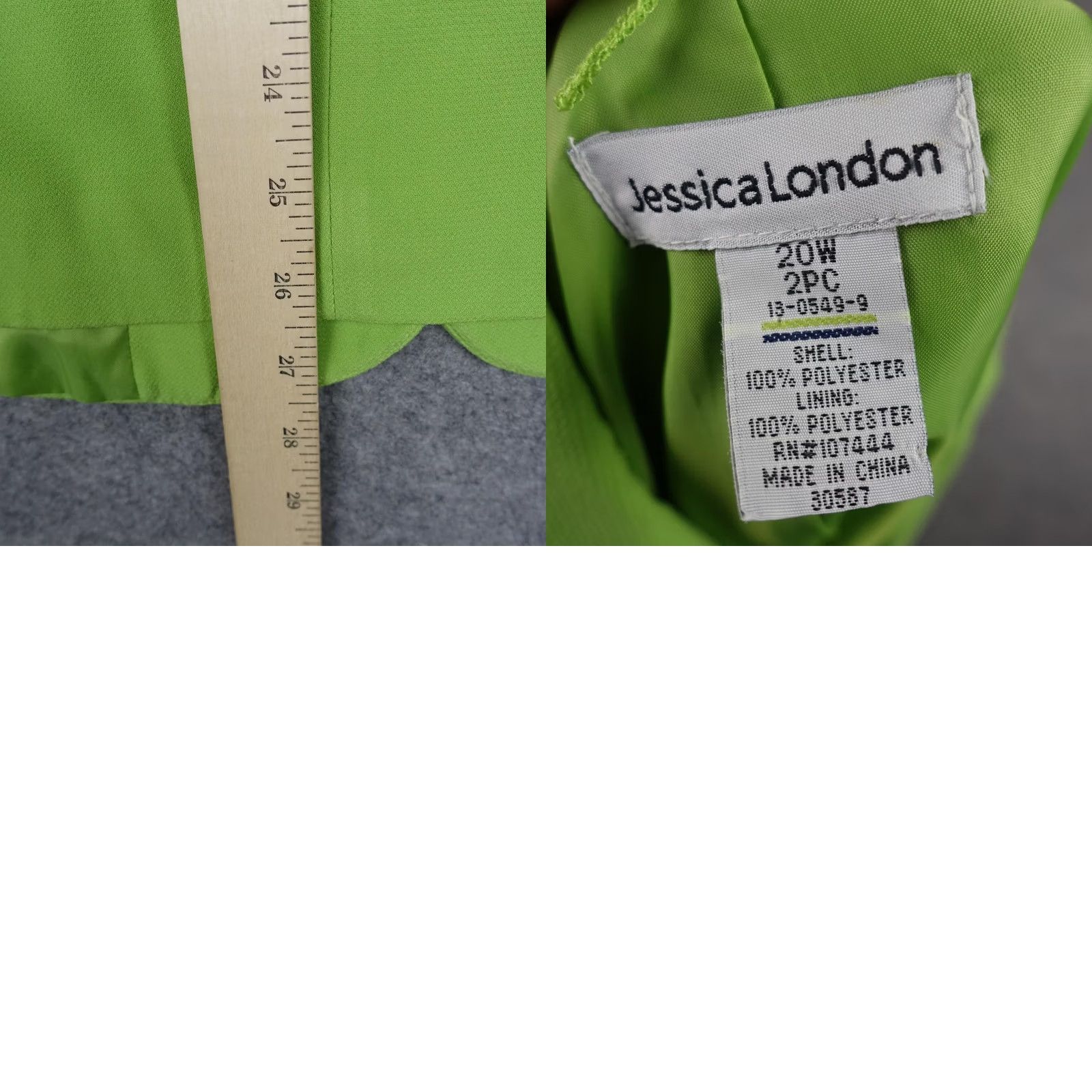 Vintage VINTAGE Jessica London Blazer Womens 20W Green Lined Notch Lapel Career Jacket Size 3XL / US 20-22 - 8 Thumbnail