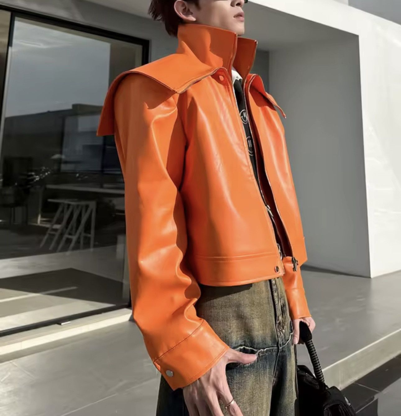 Other Designer Oversized PU Leather Zipper Streetwear Jacket Size US M / EU 48-50 / 2 - 2 Thumbnail
