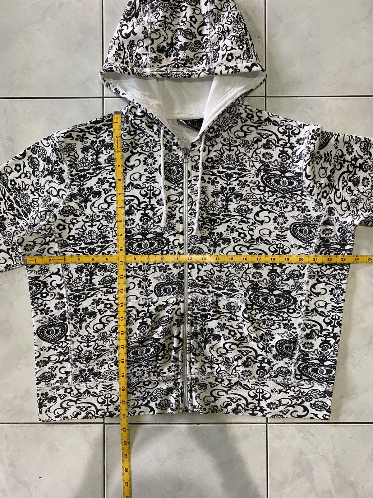 Vintage N.W.D Y2K Black White Paisley Full Zip Hoodie All Over Print Size L / US 10 / IT 46 - 16 Thumbnail