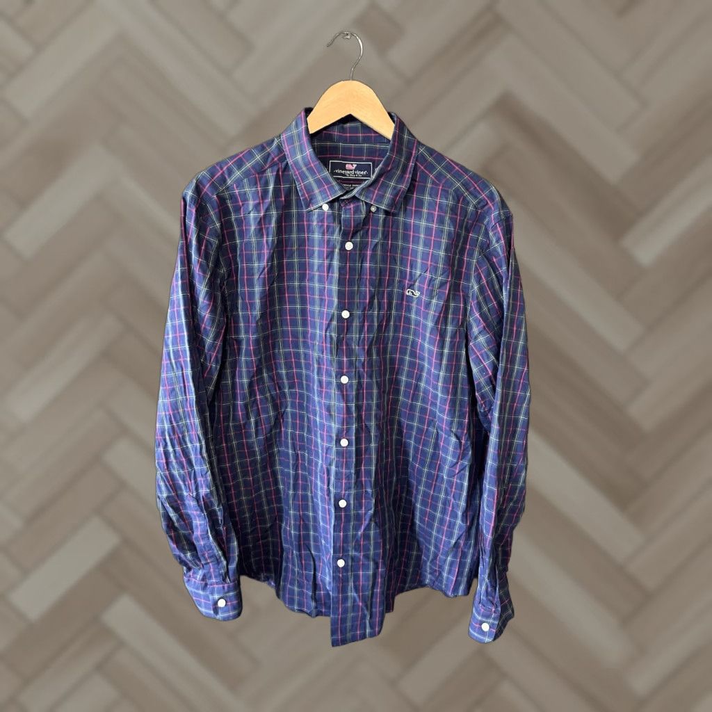 Vineyard Vines Vineyard Vines Mens Blue Plaid Long Sleeve Button-Up Shirt Size L Size US L / EU 52-54 / 3 - 1 Thumbnail