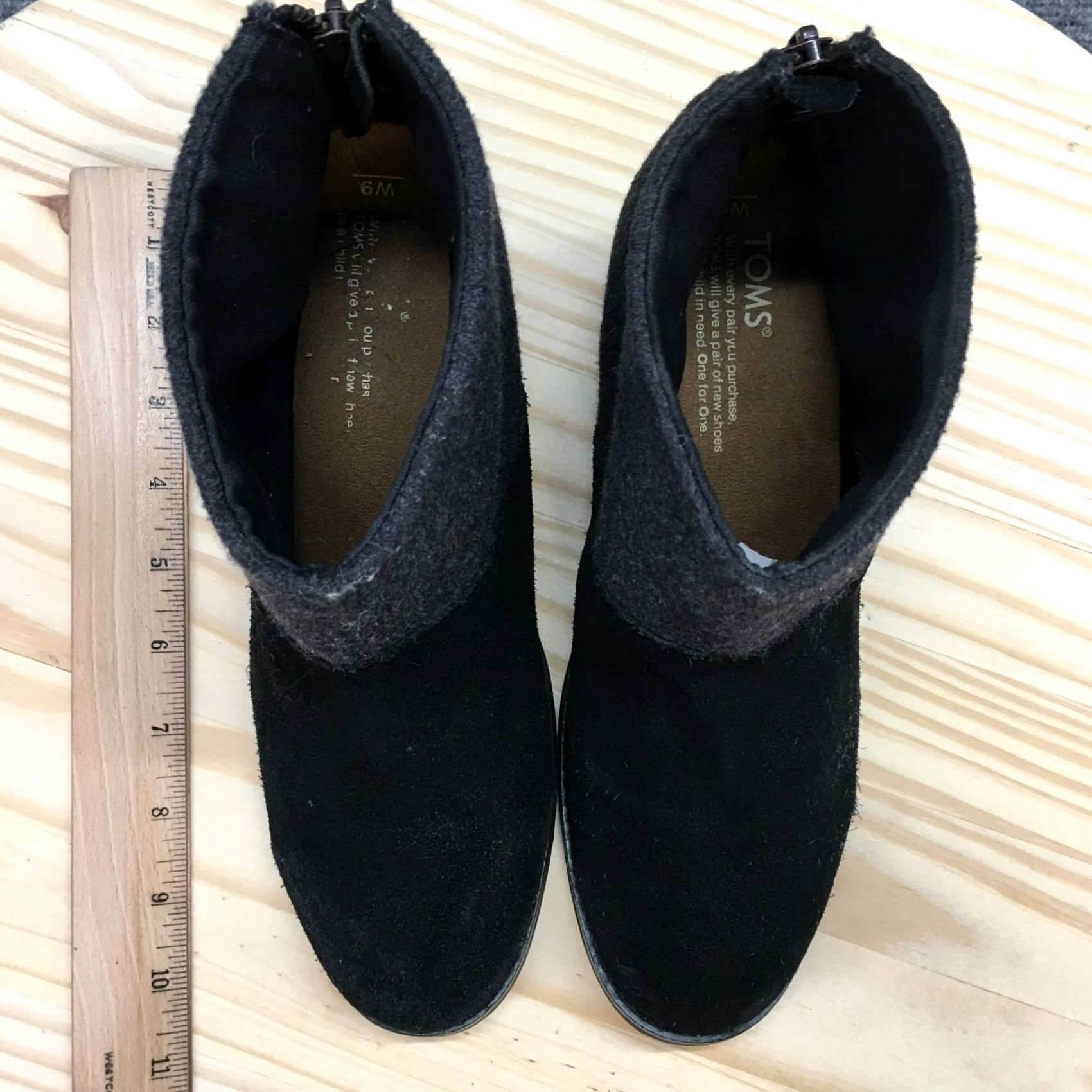 Toms Toms Boots Womens 9 Leila Ankle Booties Black Suede Block Heeled Zip Boots Size US 9 / IT 39 - 6 Thumbnail
