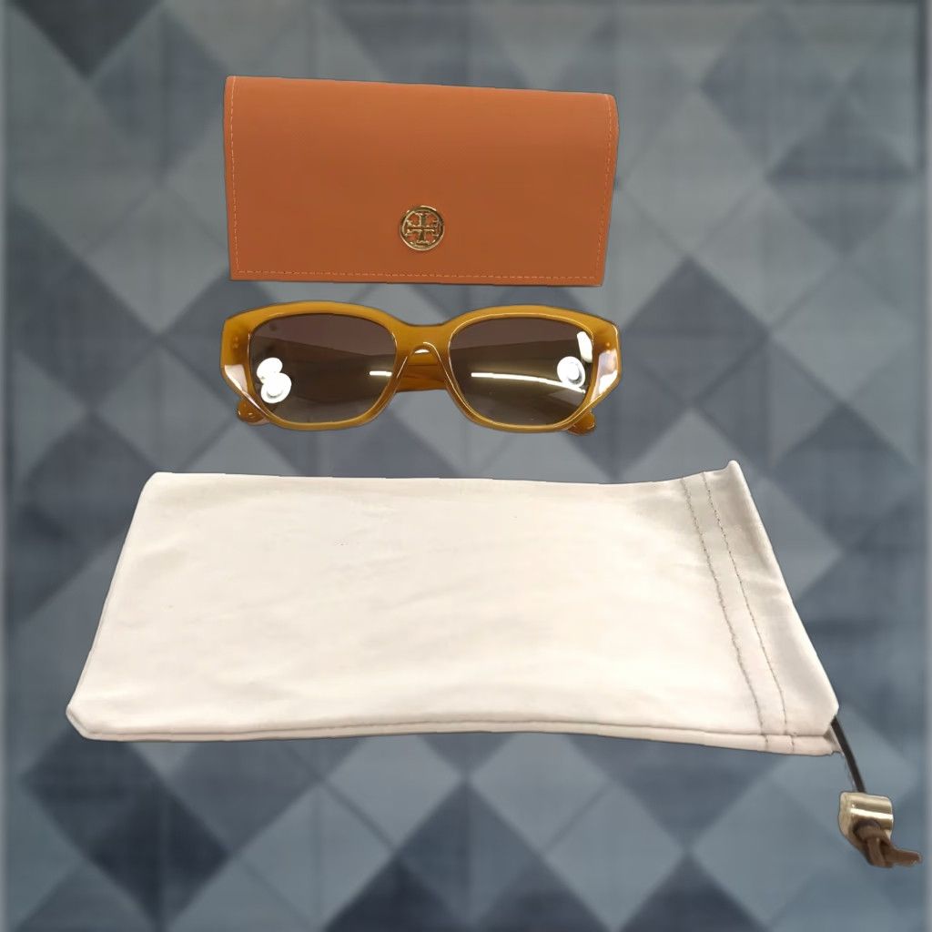 VINTAGE Tory Burch Cat Eye Sunglasses Women Adult Medium Brown Frames Purple Mirror UV400 Stylish 90s Designer