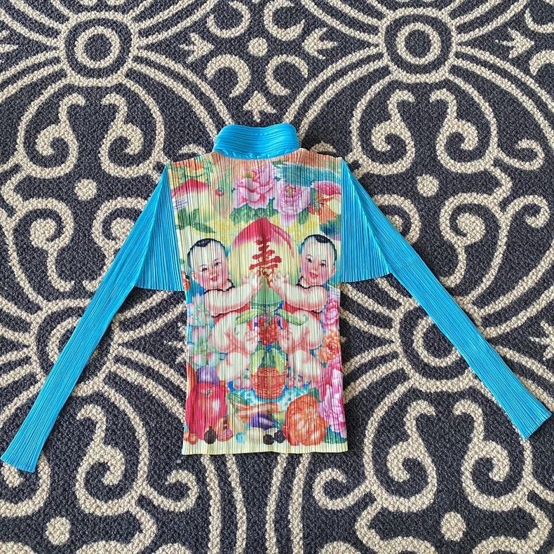Issey Miyake Issey Miyake Blue Fuwa pleated long-sleeved shirt Size L / US 10 / IT 46 - 1 Thumbnail