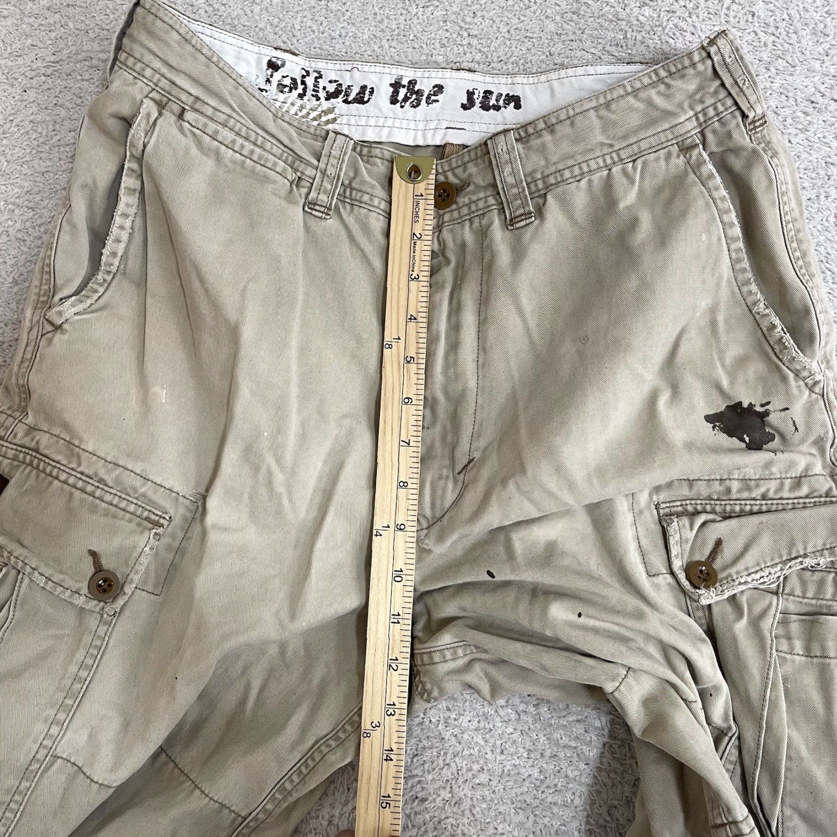 American Eagle Outfitters American Eagle Shorts Mens 31 Beige Tan Cargo Utility Skate Y2K Grunge Baggy Size US 36 / EU 52 - 7 Thumbnail