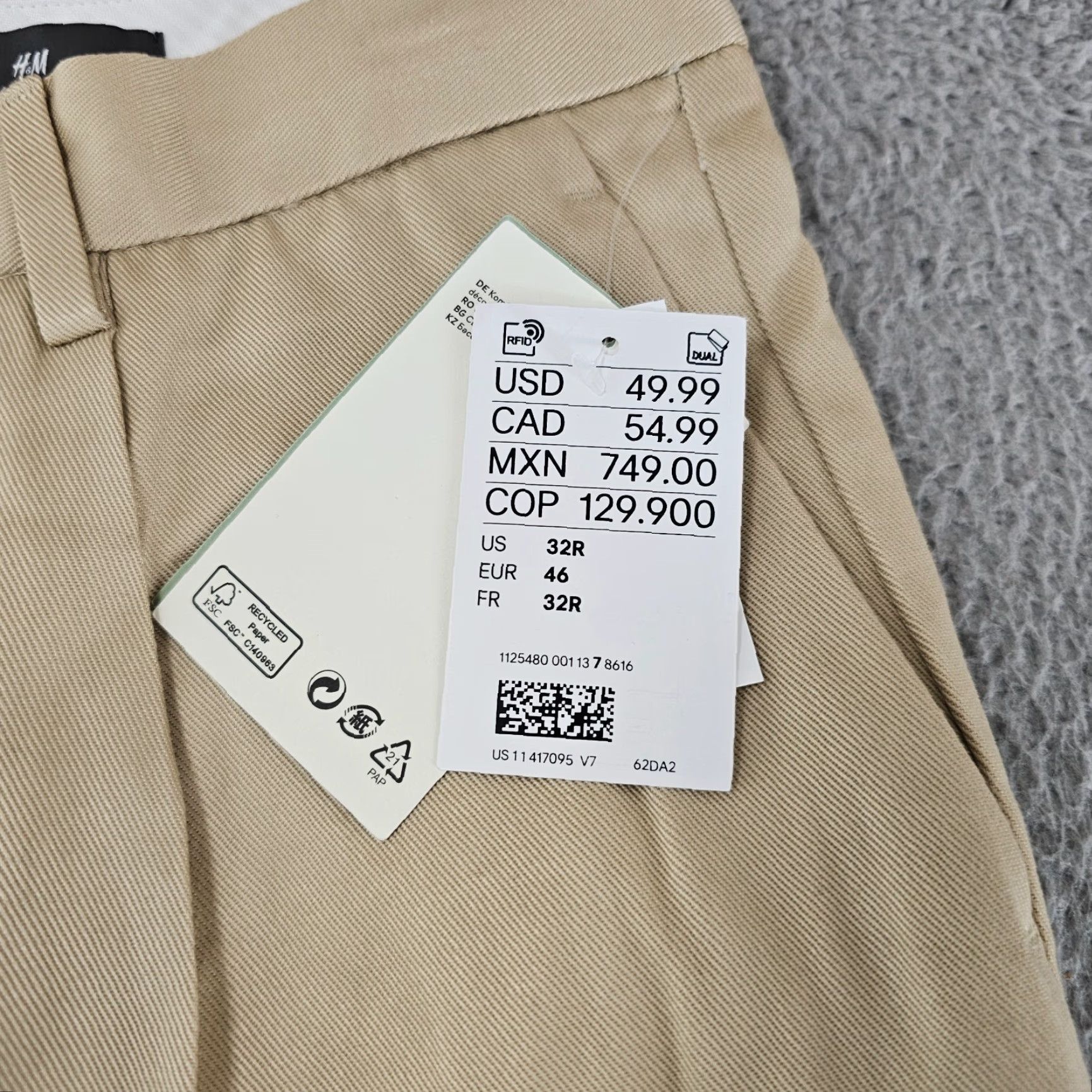 H&M H&M Dress Pants Mens 32x29 Khaki Flat Front Trousers Straight Fit Tencel Chinos Size US 32 / EU 48 - 4 Thumbnail