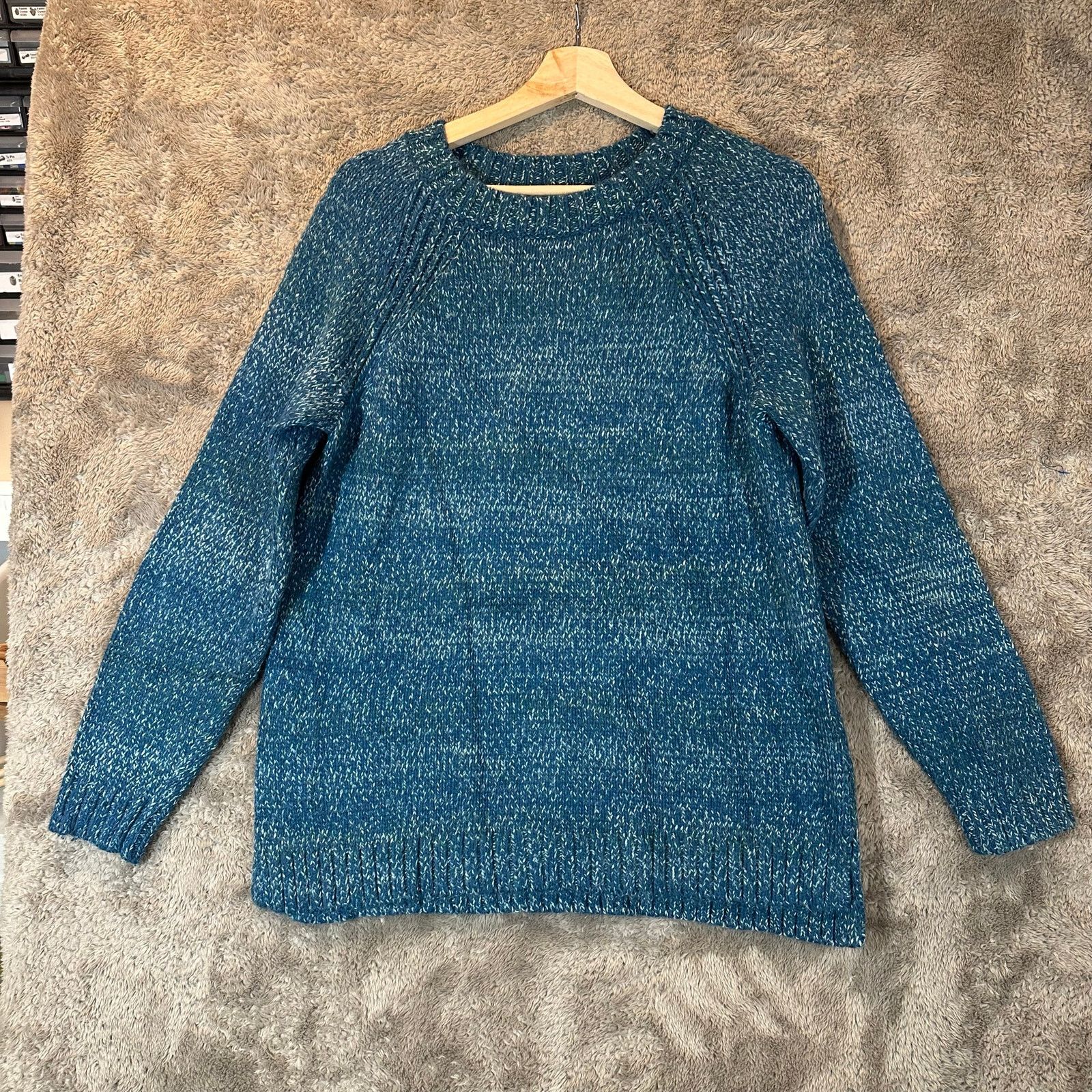 Lands' End Lands End Teal Blue Marled Knit Sweater Womens M 10 12 Size M / US 6-8 / IT 42-44 - 8 Thumbnail