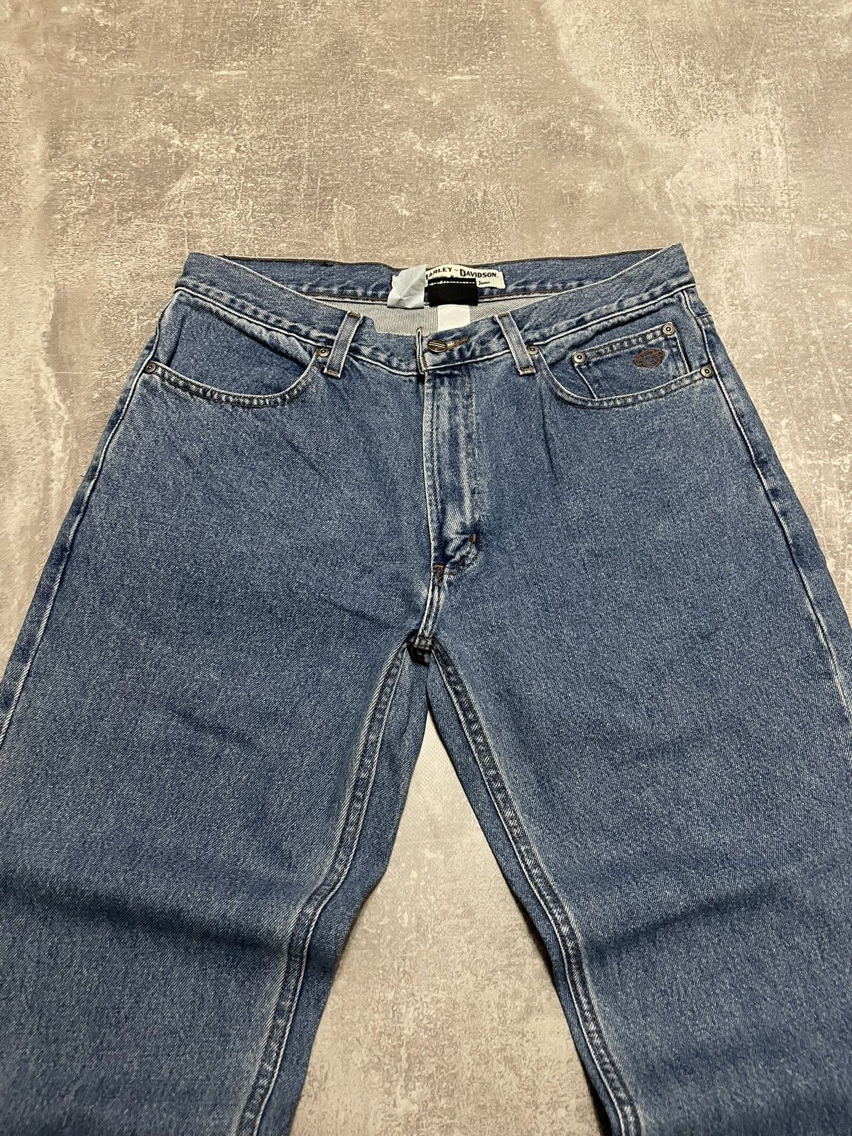 Harley Davidson × Vintage Vintage Harley Davidson Buggy Blue Denim Jeans Y2K 34/30 Size US 34 / EU 50 - 3 Thumbnail