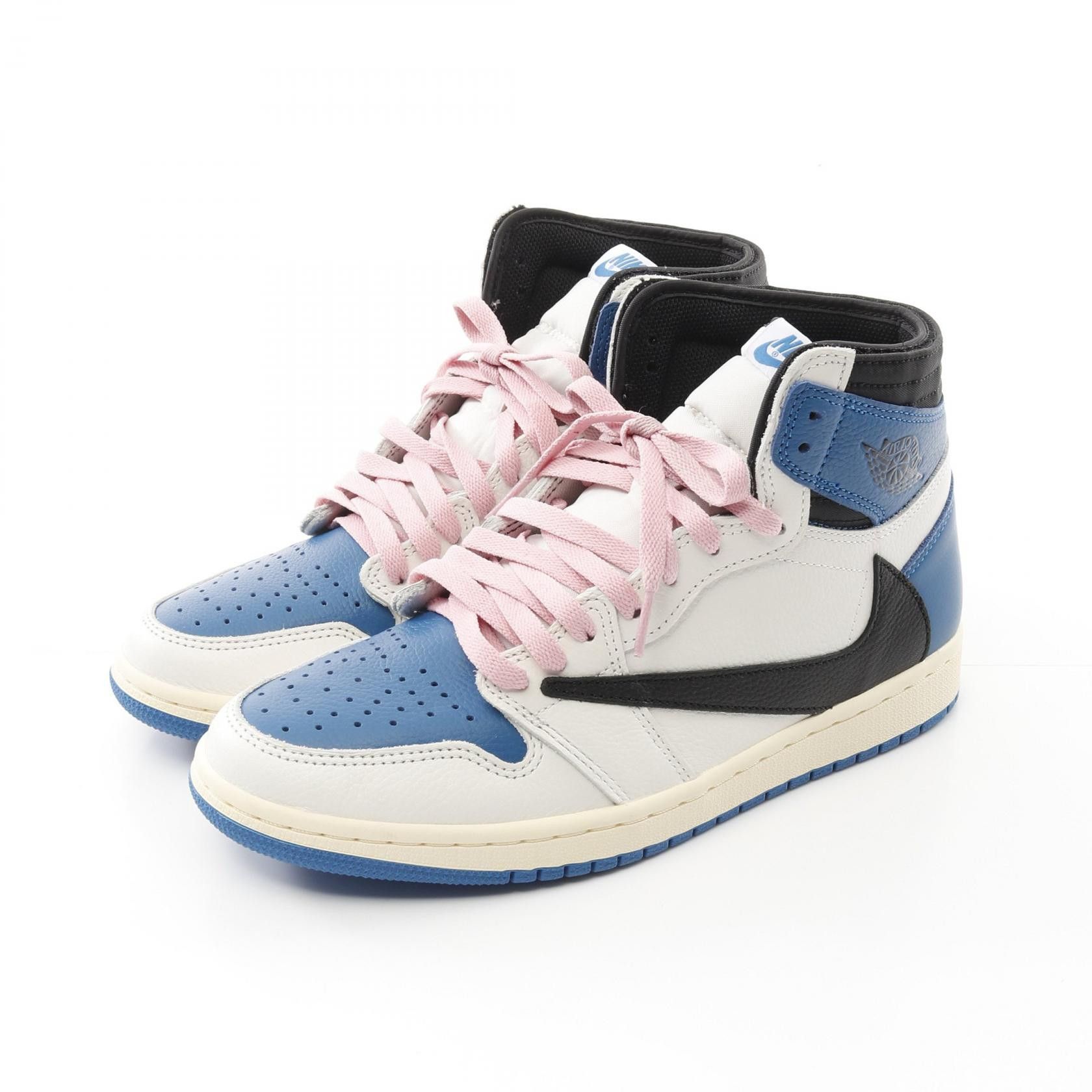 Other Nike × Fragment Travis Scott Air Jordan 1 Retro High Leather Sneakers Leather Shoes Dh3227 in Blue