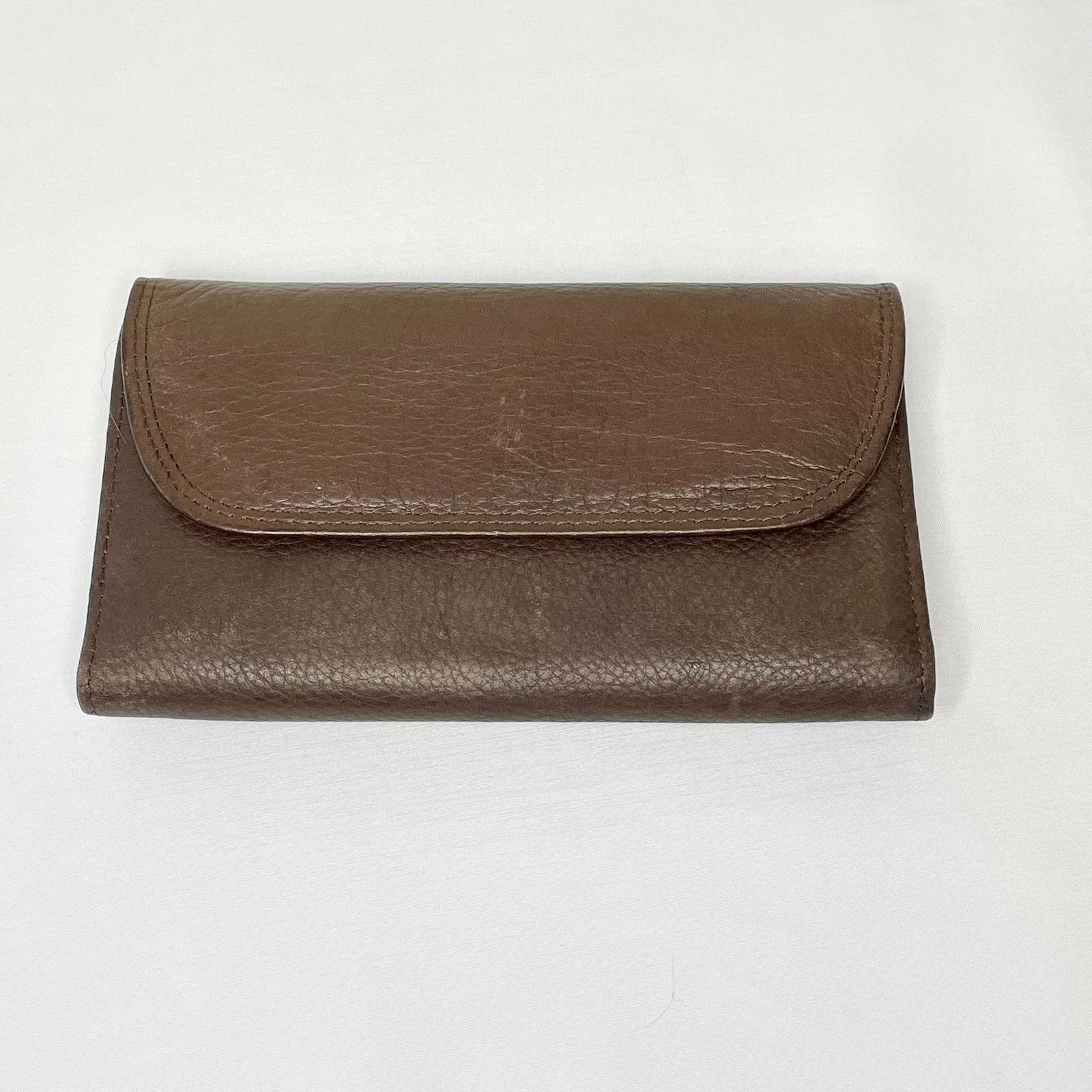 Vintage Leather Wallet With Coin Purse & Check Book in Brown, Women's