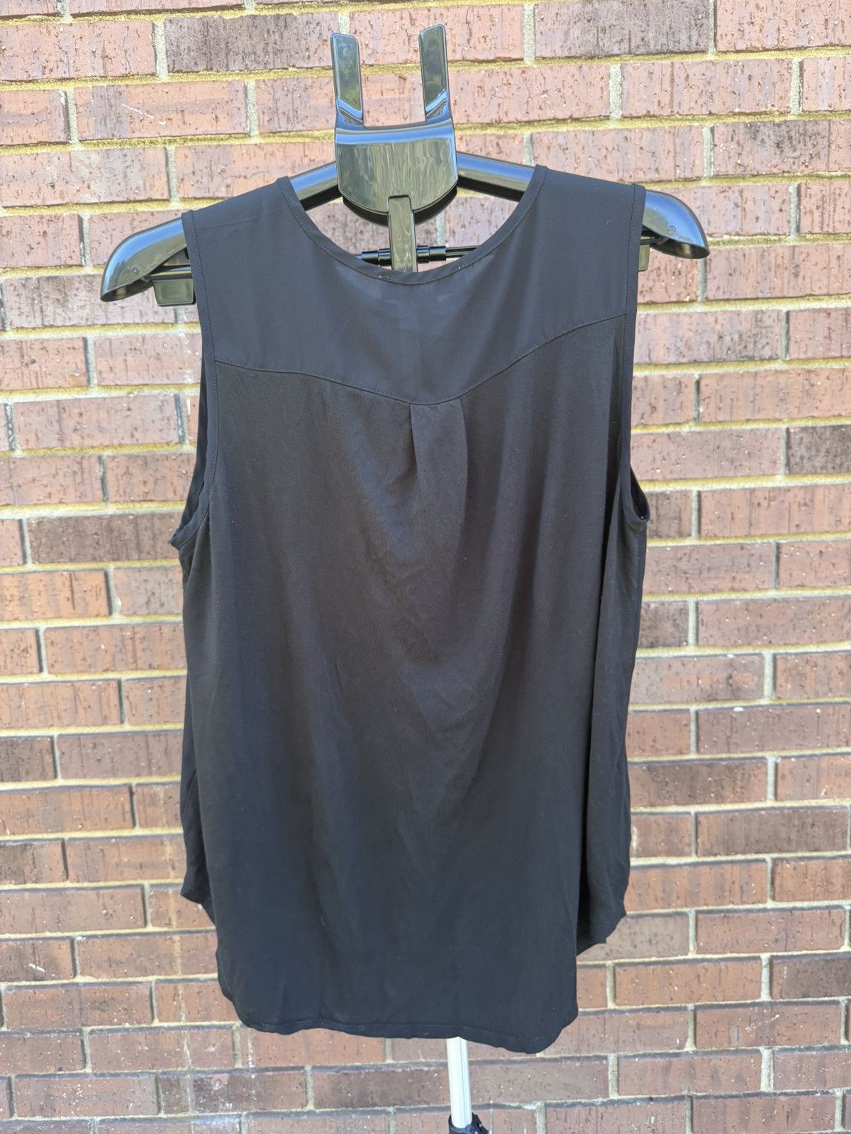 Loft Ann Taylor Loft Black Semi Sheer Chiffon Sleeveless Top Size L / US 10 / IT 46 - 6 Thumbnail