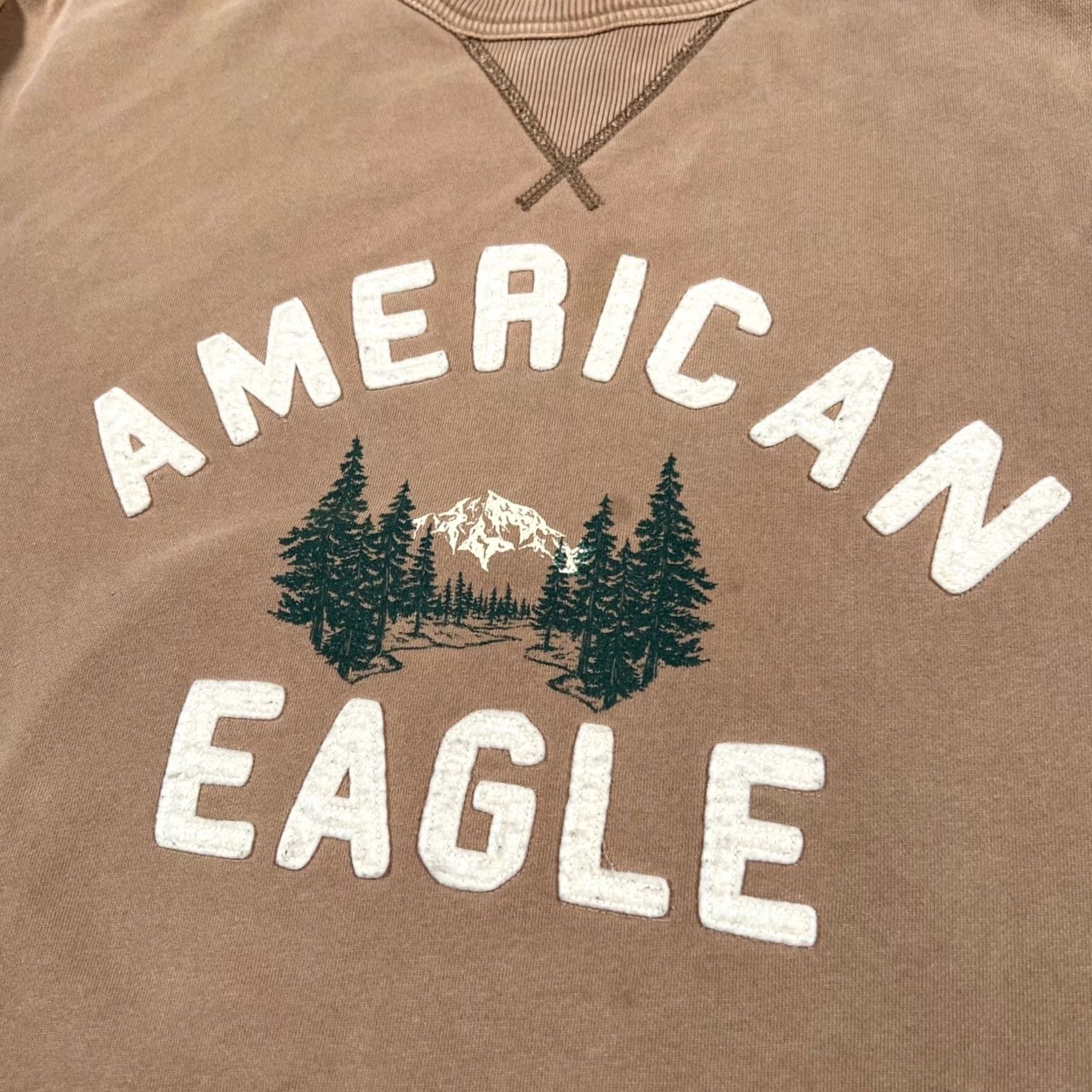 Vintage Vintage American Eagle Sweatshirt Mens Small Oversized Y2K Pullover Tan Brown Size US S / EU 44-46 / 1 - 4 Thumbnail