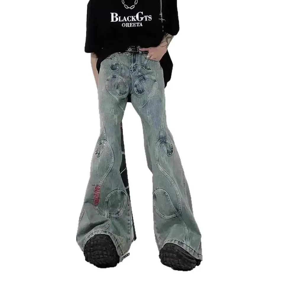 Japanese Brand Retro loose embroidered patchwork jeans Size US 30 / EU 46 - 6 Thumbnail