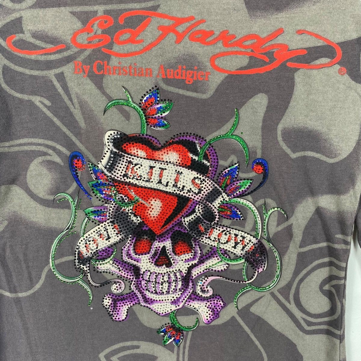 Ed Hardy ED HARDY Tattoo Full Print Women Long Sleeve Tee Shirt Size US M / EU 48-50 / 2 - 2 Thumbnail
