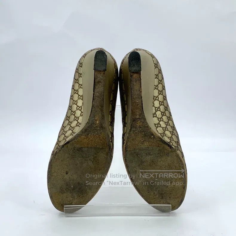 Gucci Gucci Brown logo full print round toe slope heel high heel Size US 6.5 / IT 36.5 - 5 Thumbnail