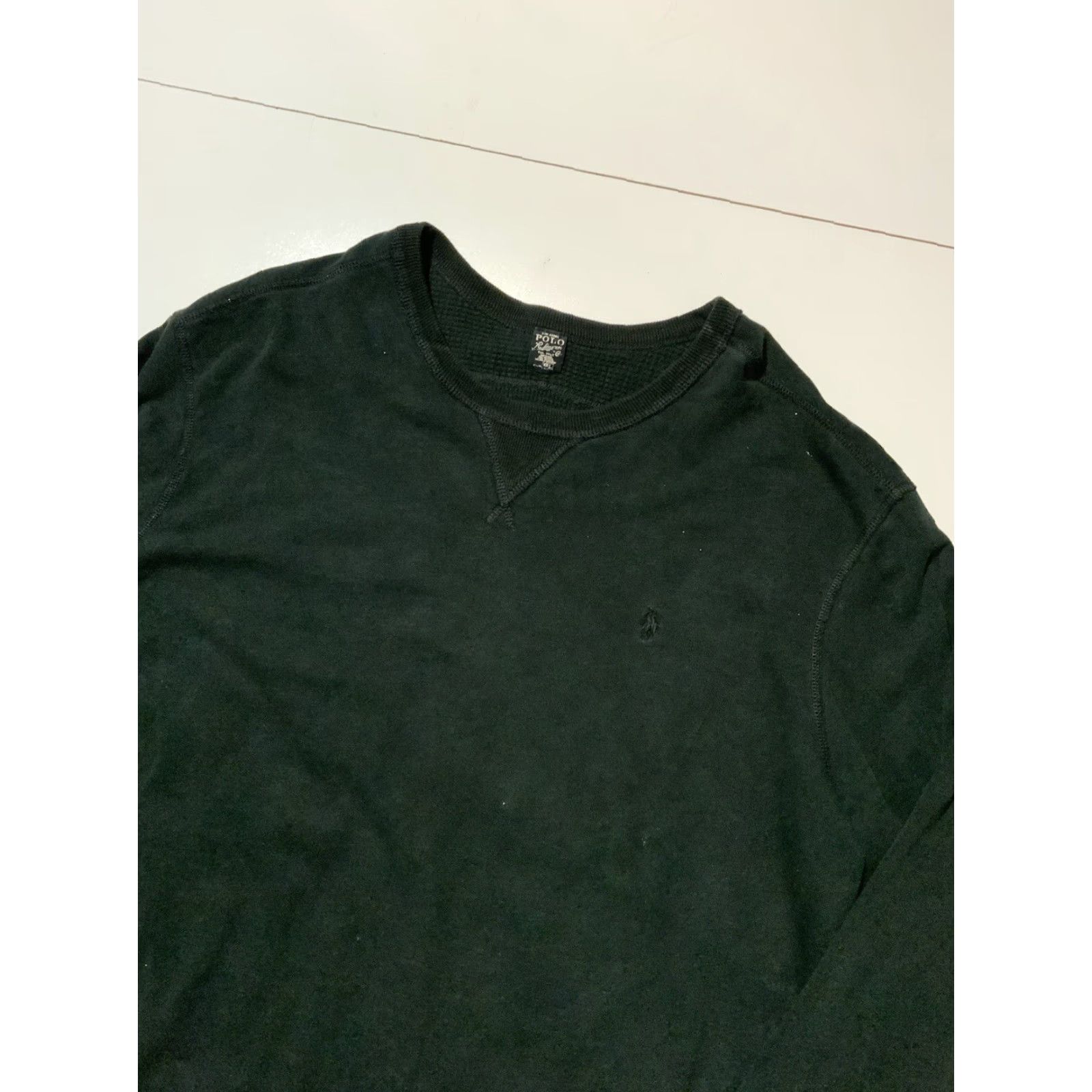 Polo Ralph Lauren Polo Ralph Lauren Reversible Waffle-Knit Thermal Pony Crewneck Sweatshirt Sz.XXL Mens Black Pullover Night Black/White Pony Logo, 2XL Size US XXL / EU 58 / 5 - 5 Thumbnail