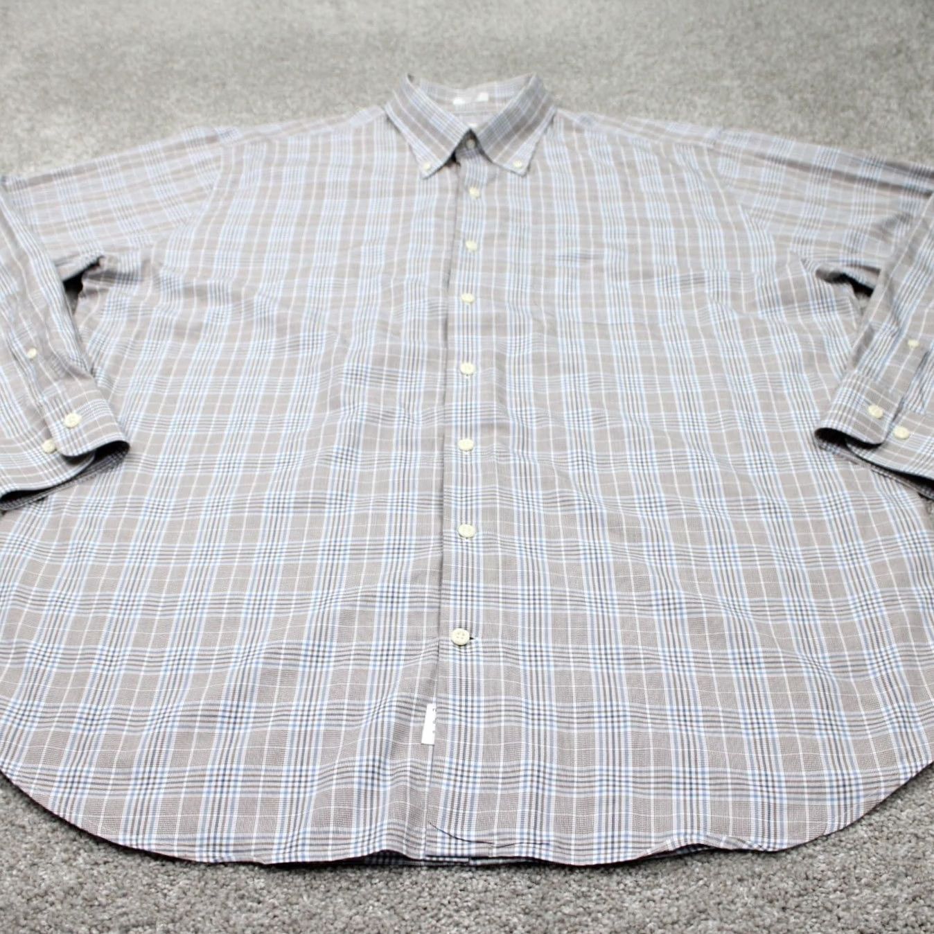 Peter Millar Peter Millar Shirt Mens XL Brown/Blue/White 100% Cotton Long Sleeve Button Down Shirt Size US XL / EU 56 / 4 - 3 Thumbnail