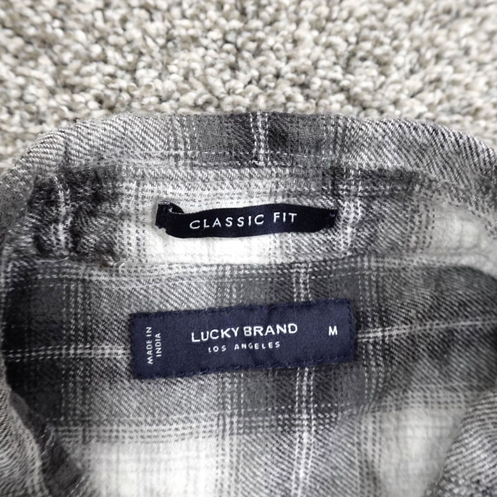 Lucky Brand Lucky Brand Shirt Mens M Gray Black Shadow Plaid Flannel Long Sleeve Button Up Size US M / EU 48-50 / 2 - 4 Thumbnail