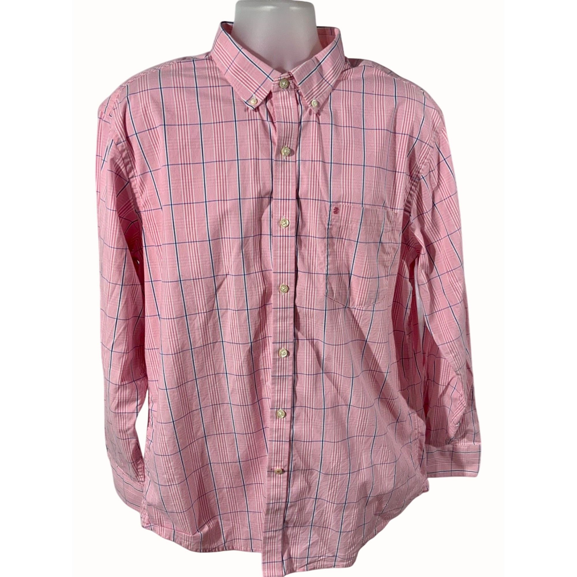 Izod Izod Mens Pink Plaid Button Down Shirt XL Long Sleeve Size US XL / EU 56 / 4 - 1 Thumbnail