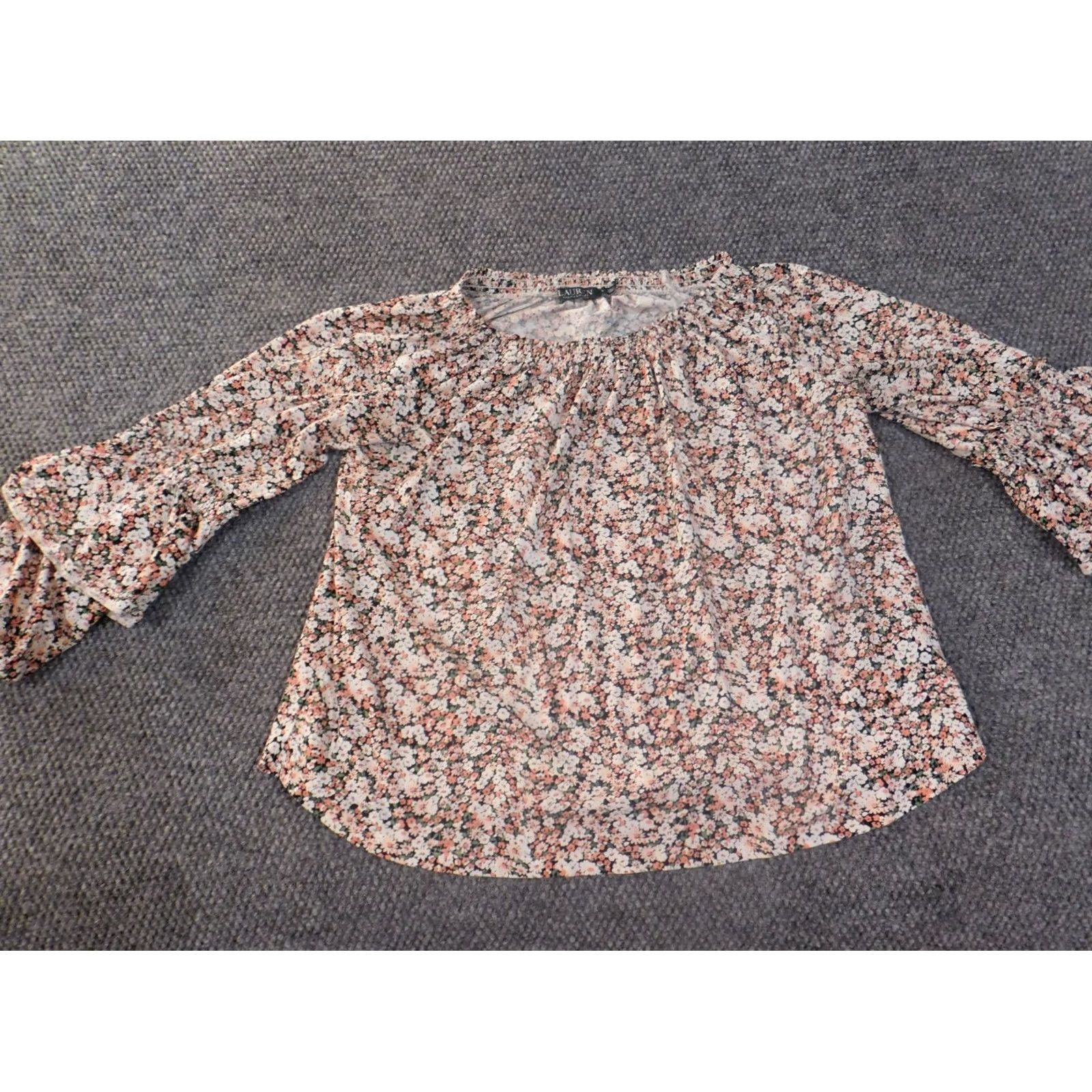 Ralph Lauren Lauren Ralph Lauren Blouse Shirt Women L Pink Floral Knit Cotton Bell Sleeve Crew Neck Zipper All Seasons Size L / US 10 / IT 46 - 5 Thumbnail