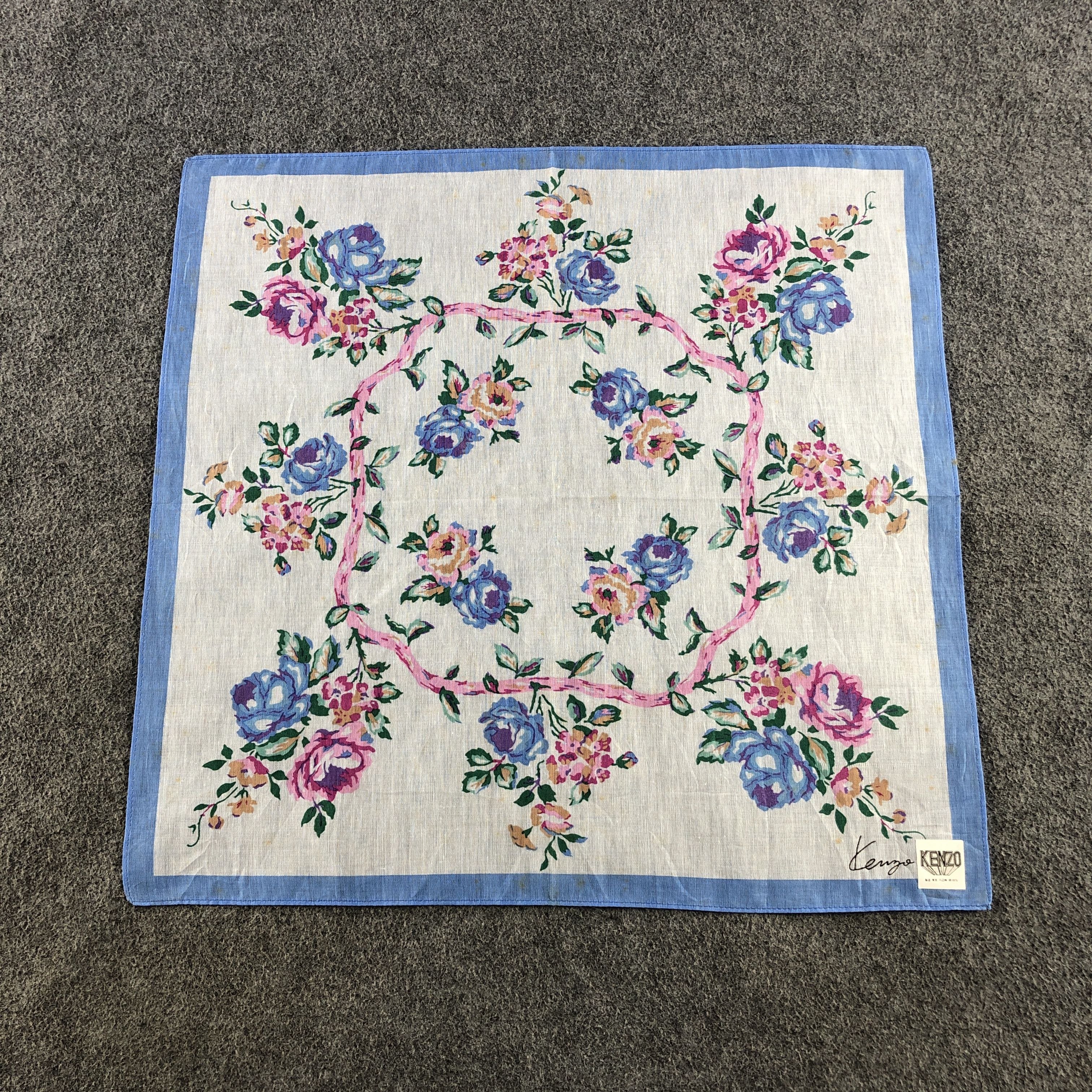 Kenzo × Vintage Kenzo Floral Handkerchief Neckerchief Bandana H2492 Size ONE SIZE - 2 Thumbnail