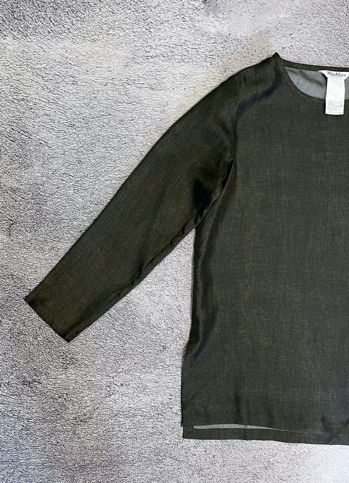 Max Mara Max Mara 100% Silk Blouse Dark Olive IT 46 Italy Elegant Top Size L / US 10 / IT 46 - 6 Thumbnail