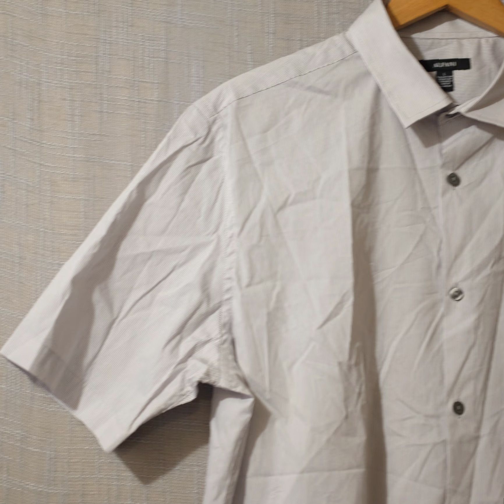 Alfani Alfani Shirt Short Sleeve Button-Up Grey/White Pinstripe Men's L - Collared, Lightweight, Pockets, Stretch, 3/4 Sleeve? Size US L / EU 52-54 / 3 - 2 Thumbnail