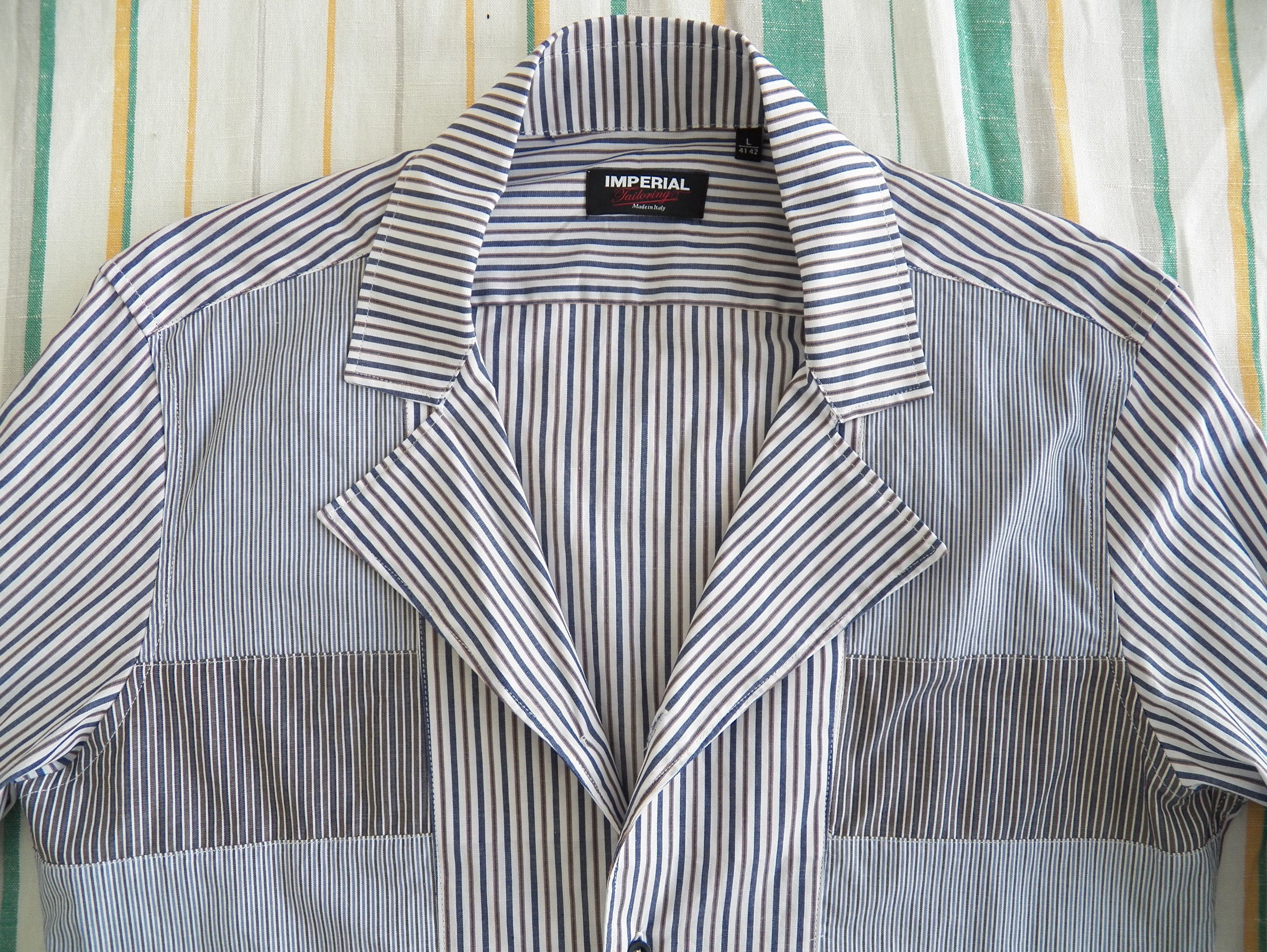 Imperial IMPERIAL Tailoring Mens Lapel Shirt Patchwork Stripe Cotton Size US L / EU 52-54 / 3 - 4 Thumbnail