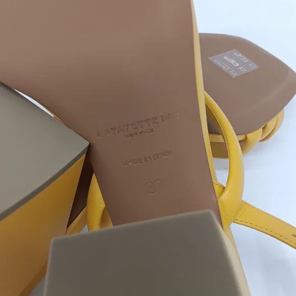Lafayette 148 LAFAYETTE 148 Yellow Calfskin Leather Heeled City Sandals 38 Size US 8 / IT 38 - 13 Thumbnail