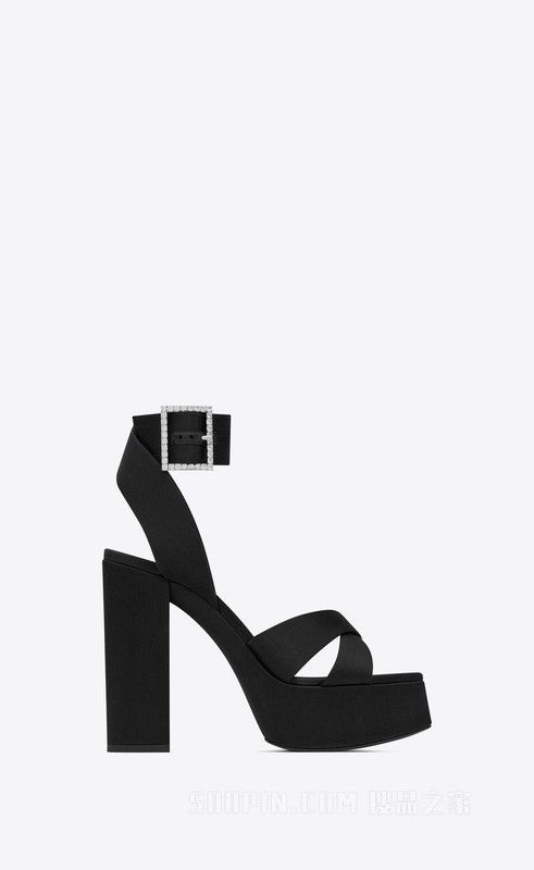 Saint Laurent Paris bianca platform sandals in satin crepe black Size US 12 / IT 42 - 1 Thumbnail