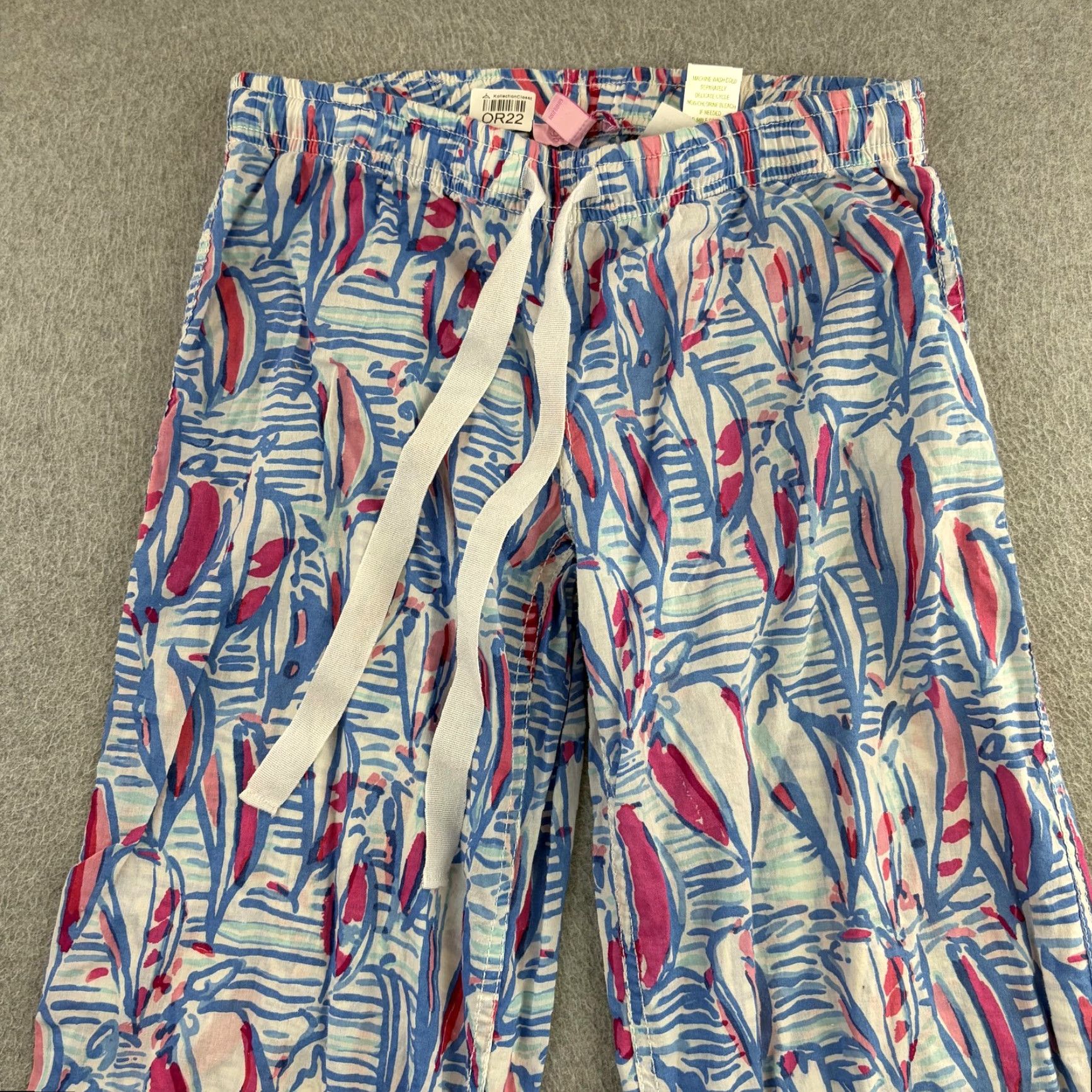 Lilly Pulitzer Lilly Pulitzer Pants Womens XS Blue Tropical Print Lounge Pajama Drawstring Size 26" / US 2 / IT 38 - 2 Thumbnail