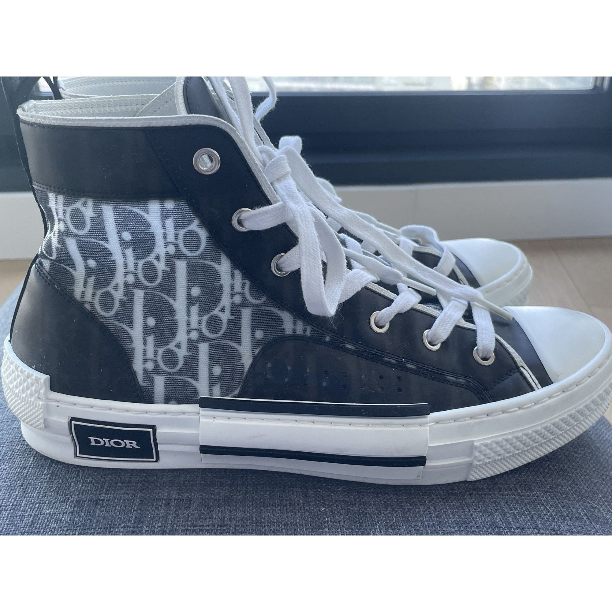 Dior Dior Mens B23 Black & White Oblique High-Top Sneakers Size 4 Size US 8.5 / EU 41-42 - 3 Thumbnail