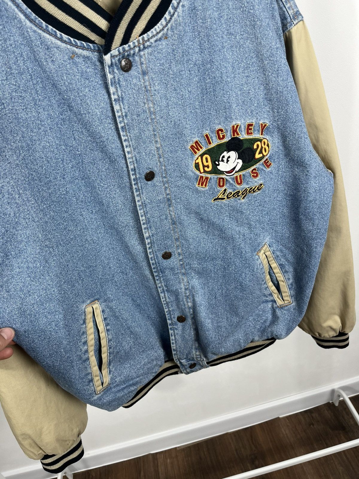 Disney Vintage Mickey Mouse Denim Varsity Jacket 90s Disney Size US M / EU 48-50 / 2 - 4 Thumbnail